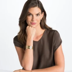 Christo Madrid Narrow Cuff Bracelet Set -Fashion-Accessories-Brighton christo madrid narrow cuff bracelet set gold pewter 3