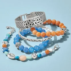 Contempo Chroma Aventurine Stretch Bracelet -Fashion-Accessories-Brighton contempo chroma aventurine stretch bracelet silver orange 2 691420f2 09d0 4149 84a8 f06f8c95ecaf