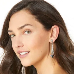 Elora Gems Post Drop Earrings -Fashion-Accessories-Brighton elora gems post drop earrings silver multi 2 5f6e8d34 8705 4bc2 8b07 065caa1f6ff9