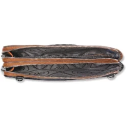 Ferrara Duet Zip Pouch -Fashion-Accessories-Brighton ferrara duet zip pouch black brown 1