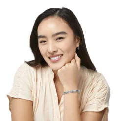 Footprints Hinged Bangle -Fashion-Accessories-Brighton footprints hinged bangle silver 3