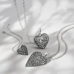 Glisten Heart Convertible Necklace 2 Glisten Heart Convertible Necklace -Fashion-Accessories-Brighton glisten heart convertible necklace silver 2