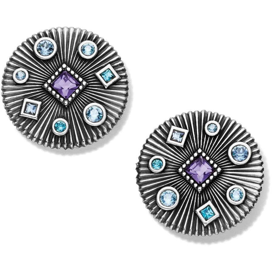 Halo Rays Round Post Earrings Halo Rays Round Post Earrings -Fashion-Accessories-Brighton halo rays round post earrings silver tanzanite 0 3a809b53 91f7 4324 88f0 e07df7c2d719