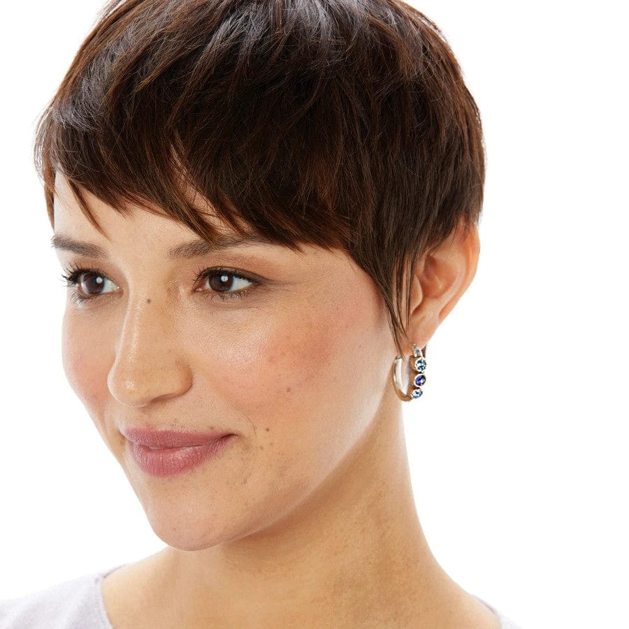 Halo Trio Hoop Earrings Halo Trio Hoop Earrings -Fashion-Accessories-Brighton halo trio hoop earrings silver tanzanite 3