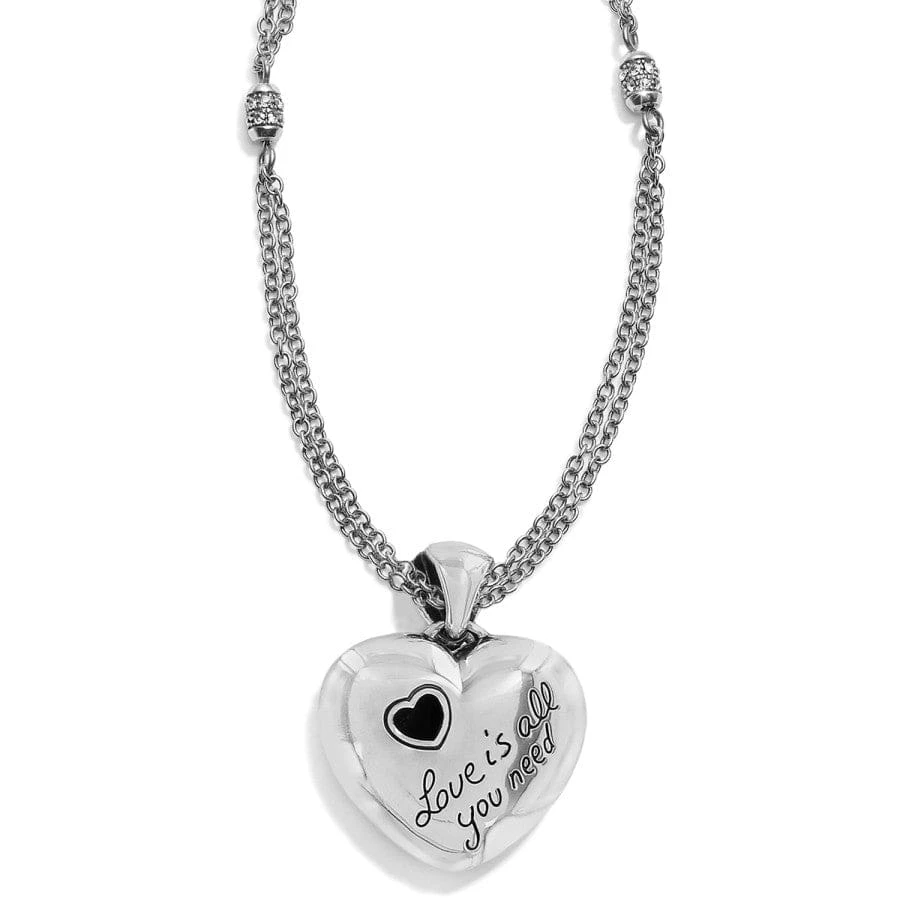 Love Is All You Need Necklace Love Is All You Need Necklace -Fashion-Accessories-Brighton love is all you need necklace silver blue 1
