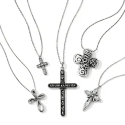 Moonlight Garden Convertible Cross Necklace 3 Moonlight Garden Convertible Cross Necklace -Fashion-Accessories-Brighton moonlight garden convertible cross necklace silver 3