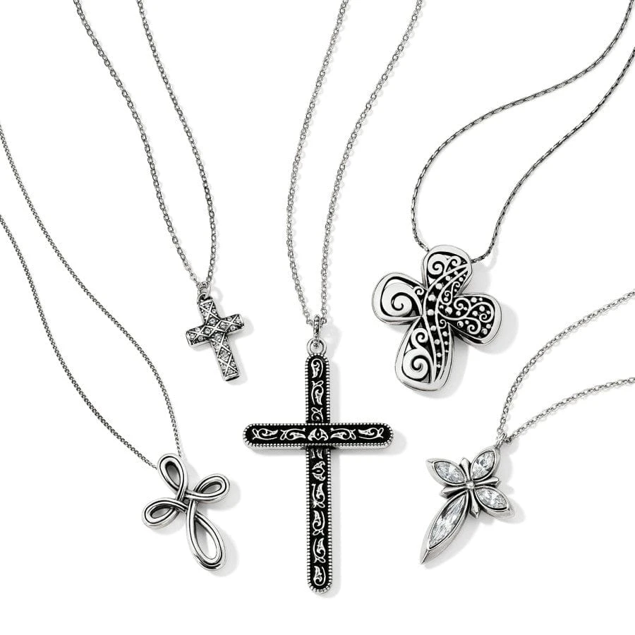 Moonlight Garden Convertible Cross Necklace Moonlight Garden Convertible Cross Necklace -Fashion-Accessories-Brighton moonlight garden convertible cross necklace silver 3