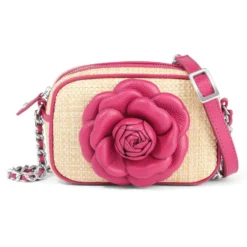Rosie Straw Camera Bag -Fashion-Accessories-Brighton rosie straw camera bag natural orchid 0