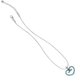 Sea Of Love Reversible Petite Heart Necklace -Fashion-Accessories-Brighton sea of love reversible petite heart necklace silver blue 2