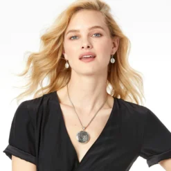 Serendipity Convertible Locket Necklace -Fashion-Accessories-Brighton serendipity convertible locket necklace silver black 5 8469d0a4 953a 4122 ade0 9cf67fc96fb2