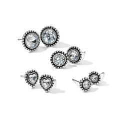 Shimmer Heart Mini Post Earrings -Fashion-Accessories-Brighton shimmer heart mini post earrings silver 3 c400ee46 e3a5 4dfa bc96 208b11701e41