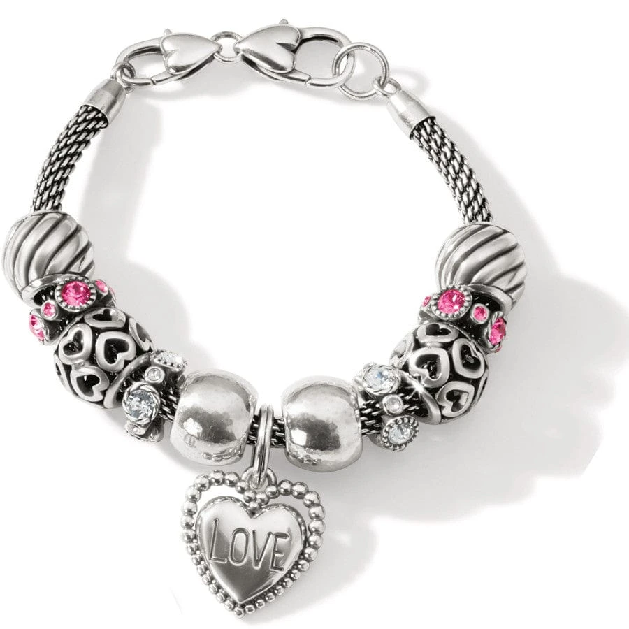 We Love Hearts Bracelet We Love Hearts Bracelet -Fashion-Accessories-Brighton we love hearts bracelet silver pink 0